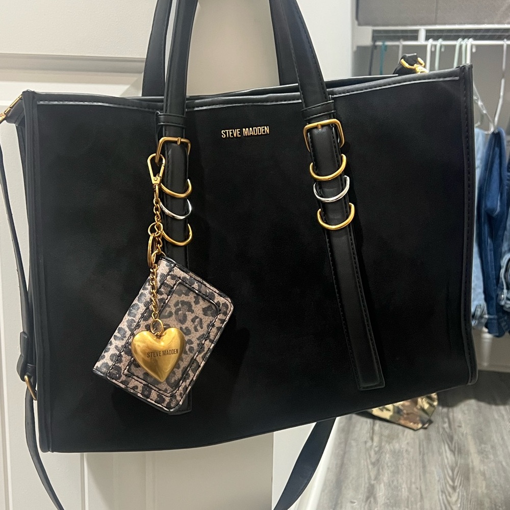 Steve Madden Black Tote with Gold Accents